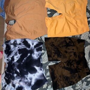 Stylish Women's Athletic Shorts - Black, Brown, Orange, and Tie-Dye